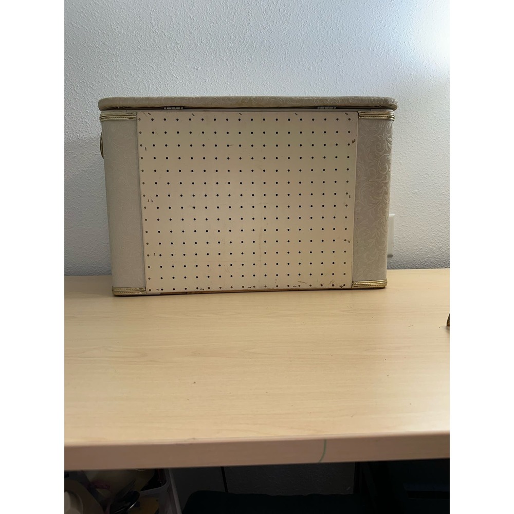 Vintage MCM Cream Colored Clothes Hamper